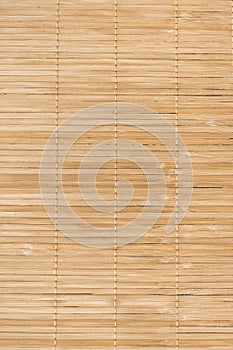 Full frame background of natural unpainted bamboo wood board, Texture of wooden slats. Many beige planks on the photo