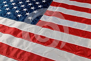 full-frame background of nylon sewed and embroided United States national flag