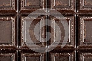 Full frame close-up of a bar of chocolate as an abstract background.