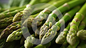 Full frame close-up of bunches of asparagus. Generative AI