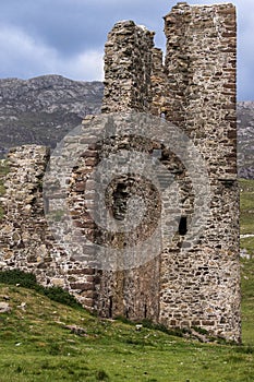 Full frame closeup of Castle Ardvreck ruins, Scotland.