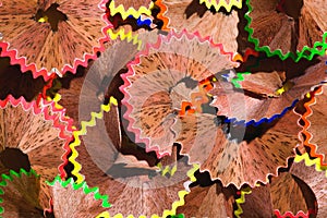 full frame image of colorful pencil shavings