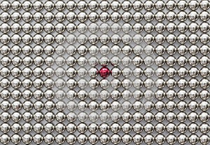 Full Frame of Metal Magnetic Balls for background. The Neocube Spheres with one red sphere. Stand out of the crowd