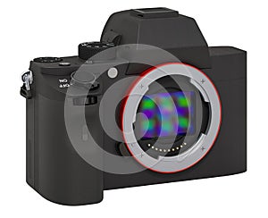 Full frame mirrorless interchangeable-lens digital camera, body. 3D rendering