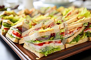full-frame picture of many clubhouse sandwich triangles