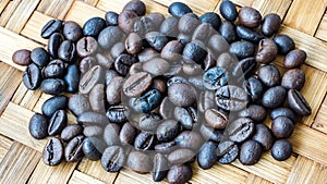 Full frame of roasted coffee beans for the background