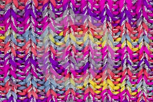 Full Frame Shot Of Knitted Wool. Multi-coloured Knitting Pattern Background