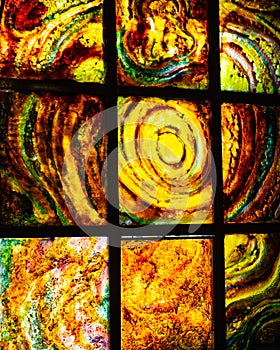 Full Frame Shot Of Multi Colored Stained Glass Window. Colorful stained glass. Colorful, unusual background.