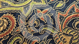 Full frame shot of traditional patterned Batik from Indonesia, floral and leaves pattern background
