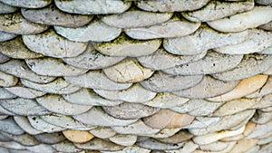 Full frame of small stones neatly arranged as a background