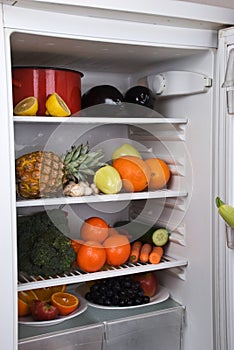 Full fridge with fruits and vegetables