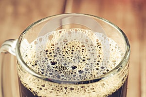 full glass of beer with foam/ full glass of beer with foam, close up