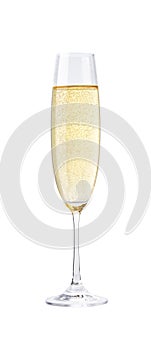 Full glass of champagne isolated on a white background