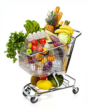 Full grocery cart. photo
