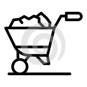 Full ground wheelbarrow icon, outline style