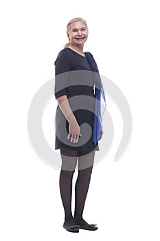 in full growth. casual mature woman in black dress