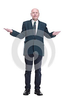 confident business man looking at you . isolated on a white background.