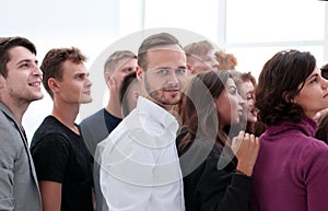 in full growth.a large group of medical professionals applauds