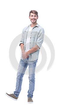 In full growth. modern young man in jeans
