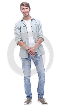 In full growth. modern young man in jeans