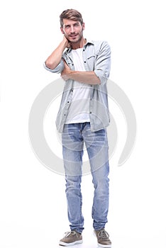 In full growth. modern young man in jeans