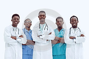 in full growth. professional group of doctors standing together