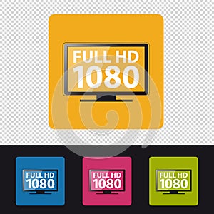Full HD 1080 Television Icon - Colorful Vector Illustration - Isolated On Transparent Background