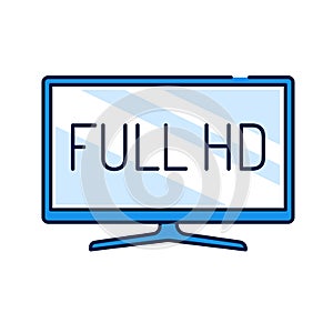 Full hd color line icon. Full High Definition. Resolution 1920 1080 pixels and a frame rate of at least 24 sec. Pictogram for web