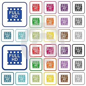Full HD movie format outlined flat color icons photo