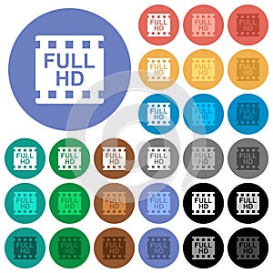 Full HD movie format round flat multi colored icons photo