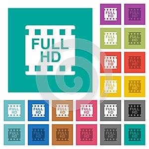 Full HD movie format square flat multi colored icons photo