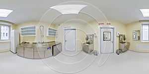 full hdri 360 panorama in preoperative room or sanitary unit of medical center hospital with modern equipment in dentistry clinic