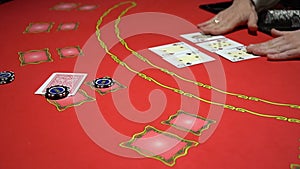 Full house poker game on gamblimg table. Casino.
