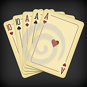 Full house - vintage playing cards vector illustration