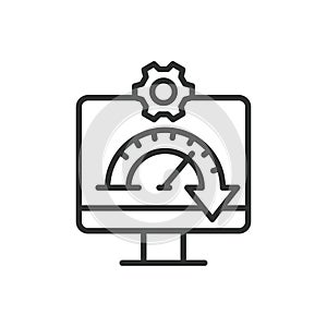 Full Install icon in line design. Full install, setup, installation, software, system, configure, program on white photo