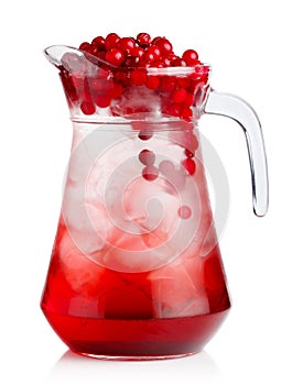 Full jug of fresh cranberries nonalcoholic cocktail with berries photo