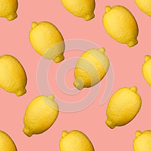 Full lemons seamless pattern on pink backgraund