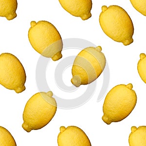 Full lemons seamless pattern on white backgraund