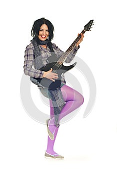 Full length of beauty woman with guitar