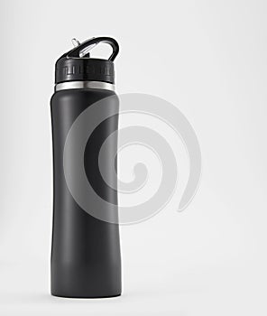 Full length black aluminium waterbottle.