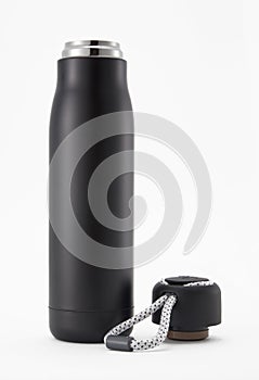 Full length black color aluminium waterbottle.