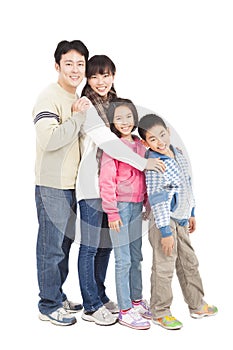 Full length of happy asian family