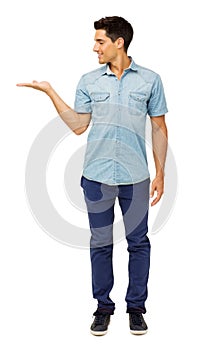 Full Length Of Man Showing Invisible Product