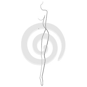 Full length part of a naked female body. Linear style. The drawing design is suitable for icons, modern decor, exhibitions, tattoo