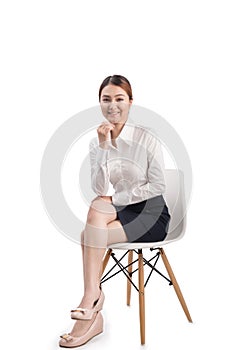 Full length portrait of Beautiful Young Asian Business woman sit