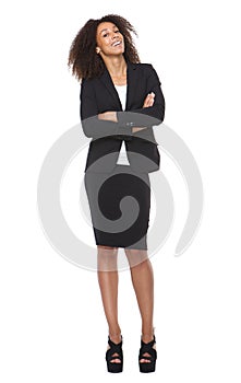 Full length portrait of a business woman smiling