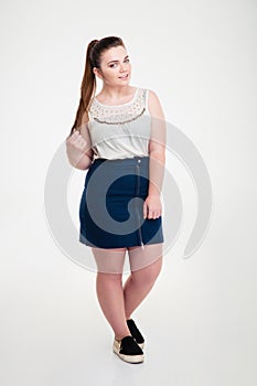 Full length portrait of a casual fat woman