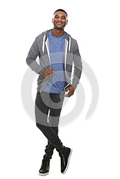 Full length portrait of a cool young black man smiling