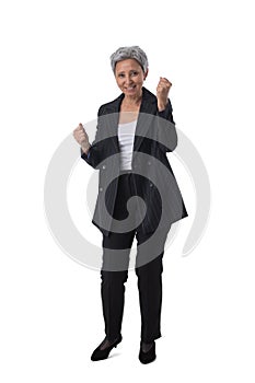 Business woman holding fists