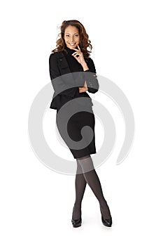 Full length portrait of happy businesswoman